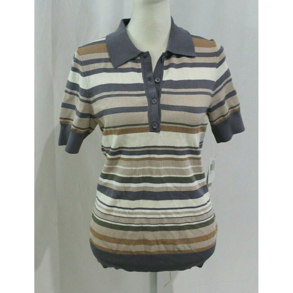 Willow Drive Womens Multicolor Striped Short Sleeve Top S NWT
